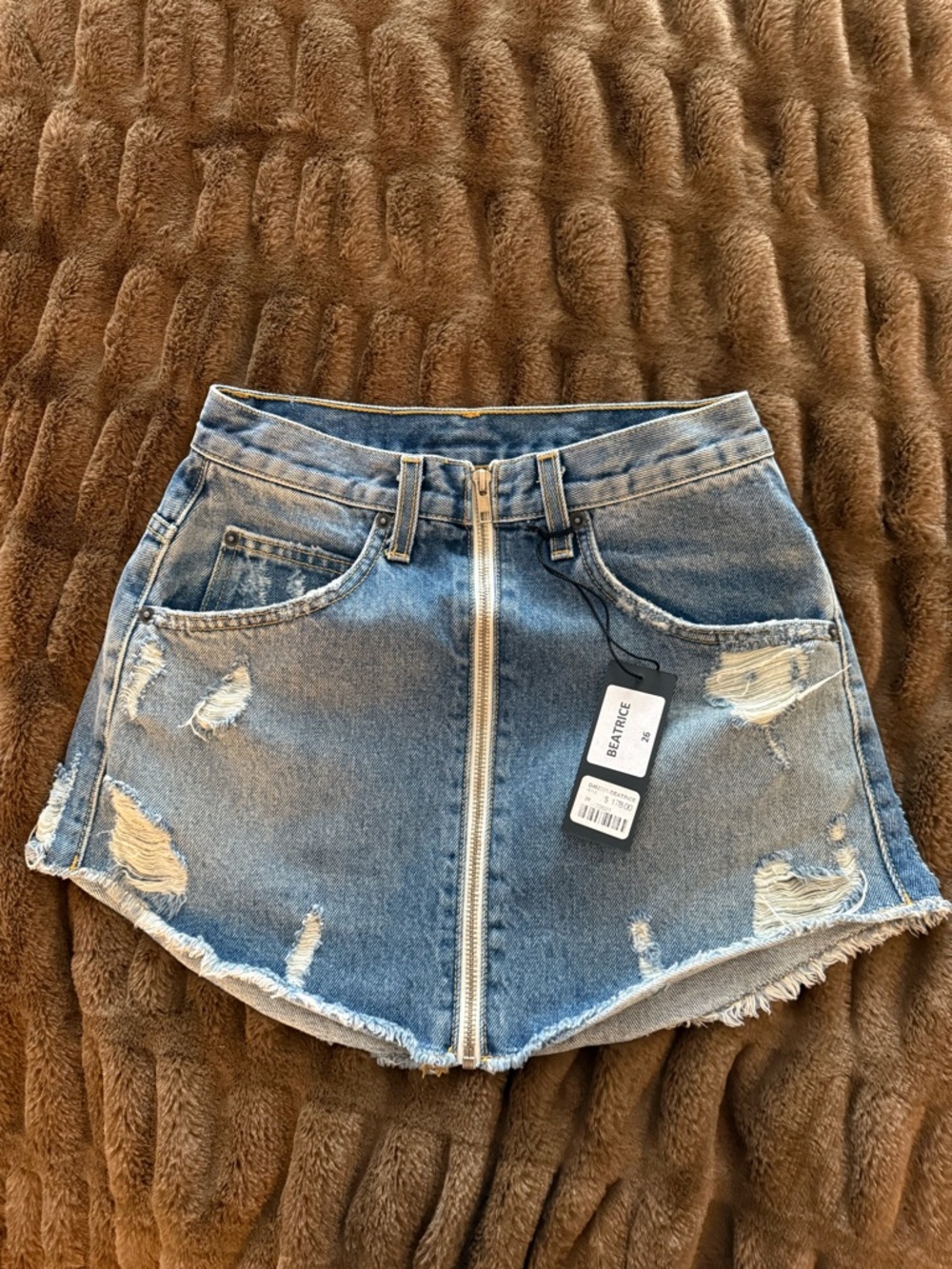 Carmar Blue Denim Mini Skirt with Zipper